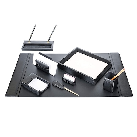 Dacasso Black Leather 8-Piece Desk Set DF-1012